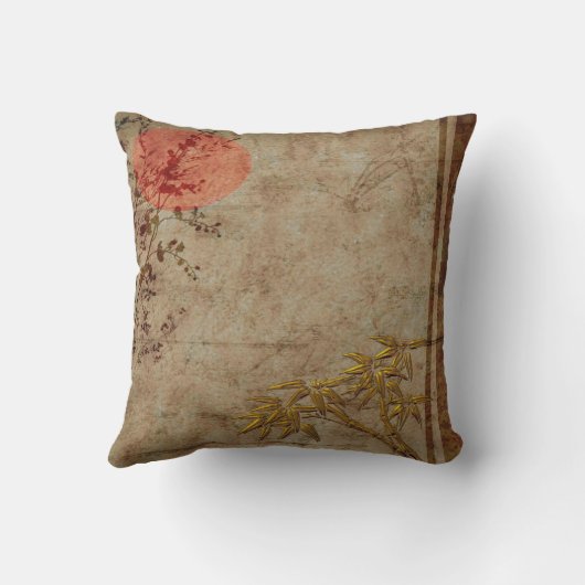 枕アジア素朴金ゴールド赤竹 クッション (裏面)