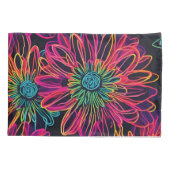 枕カバーのネオンピンクの花 枕カバー (裏面)