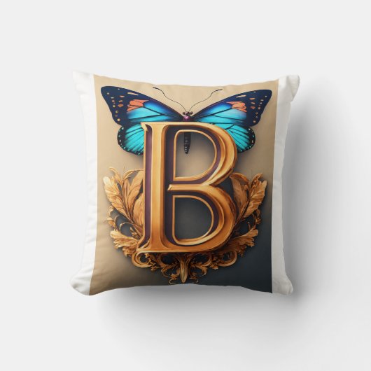 枕カバーデザイン蝶 クッション (正面)