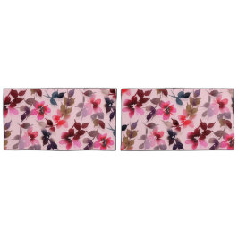 枕カバー – ピンクの背景のフローラプリント