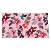 枕カバー – ピンクの背景のフローラプリント (裏面-左)