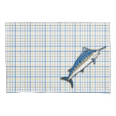 枕カバー – ブルーマーリンオンプレイド (正面左)