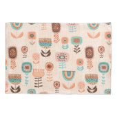 枕カバー - モダンな花柄デザイン ベージュとブルー (裏面-左)