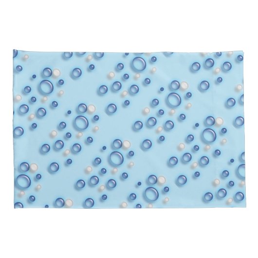 枕カバー – 青と青の白の泡 (裏面-右)