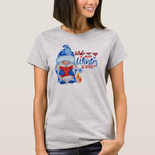 枕キャンドル付きブルーウィンター格言 Tシャツ