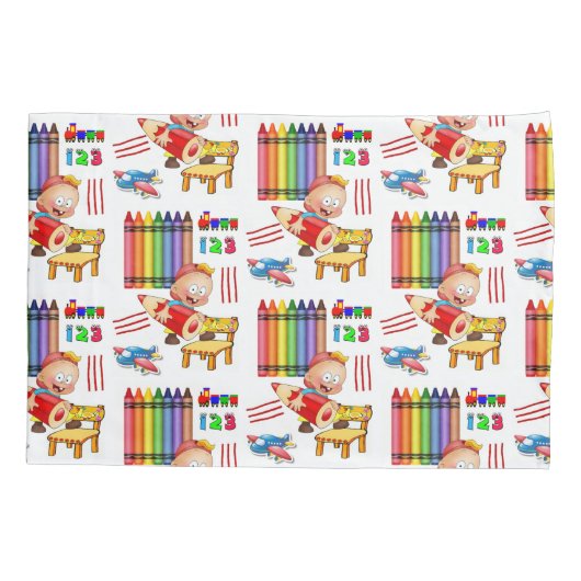 枕ケースでクレヨンを飛行機のナンバーズにトレーニング 枕カバー (裏面)