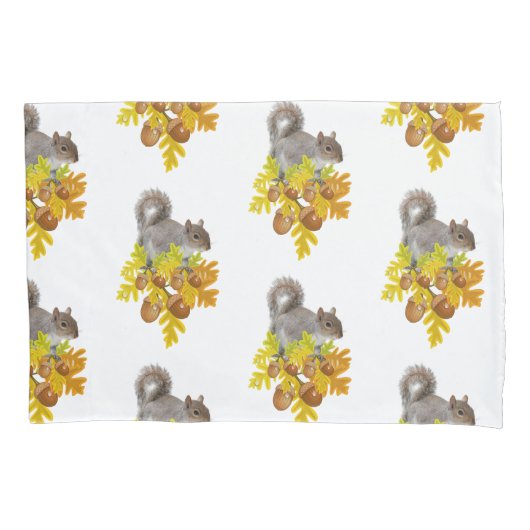 枕ケースのリスのどんぐり 枕カバー (正面)