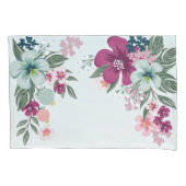 枕ケーストロピカルフラワーオンブルーグラデーション 枕カバー (正面左)