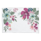 枕ケーストロピカルフラワーオンホワイト 枕カバー (正面左)