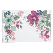 枕ケーストロピカルフラワーオンホワイト 枕カバー (正面右)