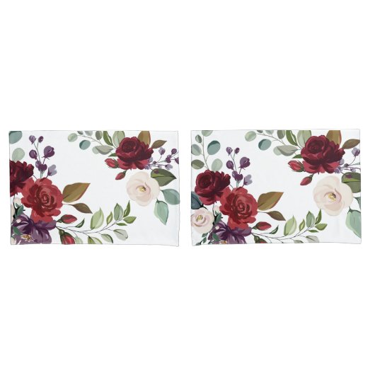 枕ケースホワイトローズ金ゴールド幾何学的な花 枕カバー (フロントセット)