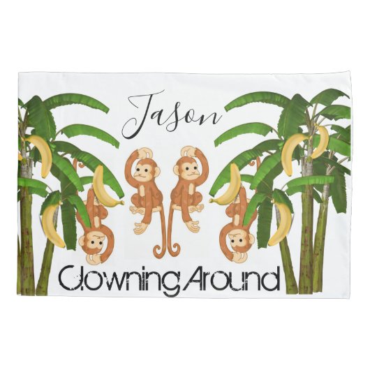 枕ケースモンキーピエロのまわりにン 枕カバー (裏面)