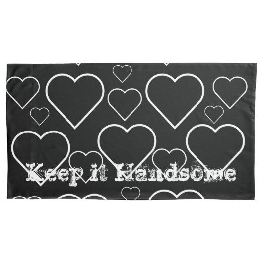 枕ケース保itハンサムな白黒ハート 枕カバー (正面)