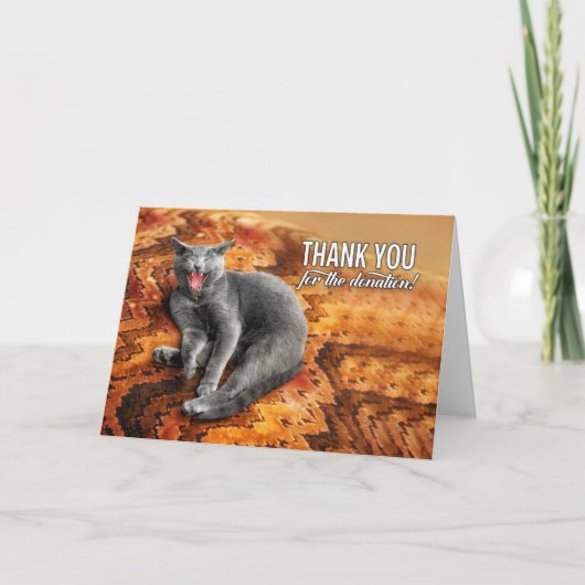 枕ドナー上の寄贈グレー猫 サンキューカード (正面)