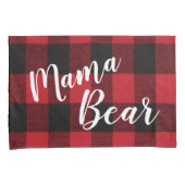 枕パーソナライズされたケース赤バッファロープレイドベア 枕カバー (正面右)