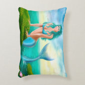 枕ファンタジー美しい若い女性マーメイド アクセントクッション (正面(垂直))