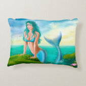 枕ファンタジー美しい若い女性マーメイド アクセントクッション (裏面)