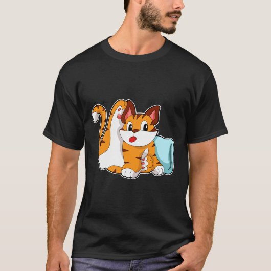 枕付きタイガー猫 Tシャツ (正面)