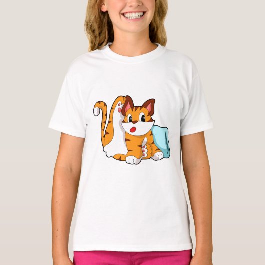 枕付きタイガー猫 Tシャツ (正面)
