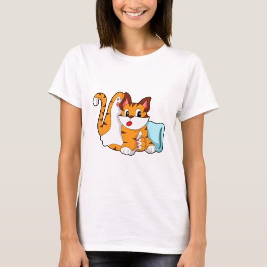 枕付きタイガー猫 Tシャツ (正面)
