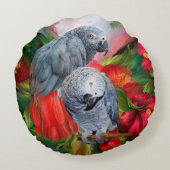 枕円形熱帯精神アフリカの灰色の芸術 ラウンドクッション (裏面)