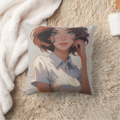 枕図解入りの、写真付きの クッション (ブランケット)