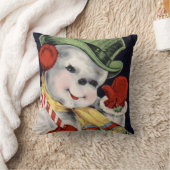 枕帽子オフに、ヴィンテージ休日雪だるま クッション (ブランケット)