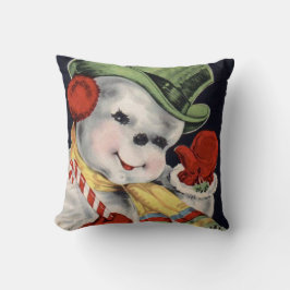 枕帽子オフに、ヴィンテージ休日雪だるま クッション