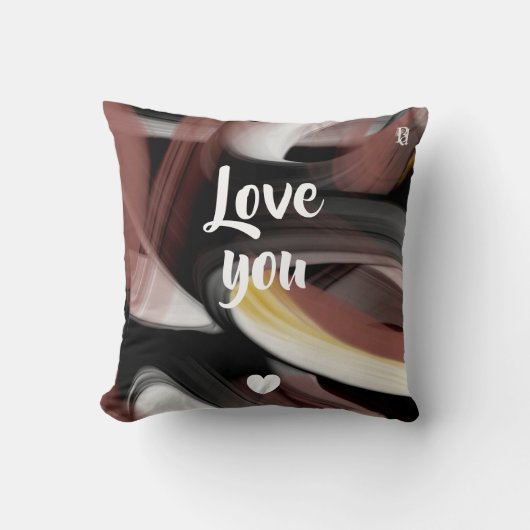 枕抽象芸術トレンドインテリアデコーブラックパウダー クッション (正面)