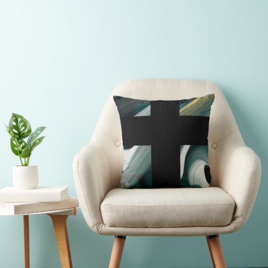 枕抽象芸術トレンドインテリアデコールブラックグリーン クッション (椅子)