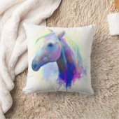 枕抽象芸術数々の色の頭馬 クッション (ブランケット)