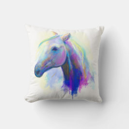 枕抽象芸術数々の色の頭馬 クッション