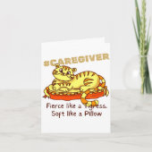 枕漫画の介護者のオレンジ色のミニティグレス サンキューカード (正面)