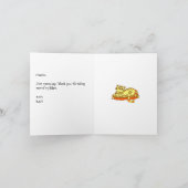 枕漫画の介護者のオレンジ色のミニティグレス サンキューカード (内部)