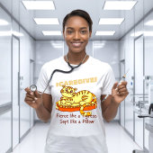 枕漫画の介護者のオレンジ色のミニティグレス Tシャツ