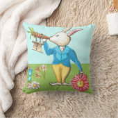 枕熱狂するの白うさぎ クッション (ブランケット)