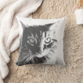 枕白黒猫顔撮影 クッション (ブランケット)