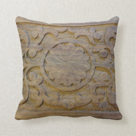 枕粗かったチーク木製スクロールデザイン クッション