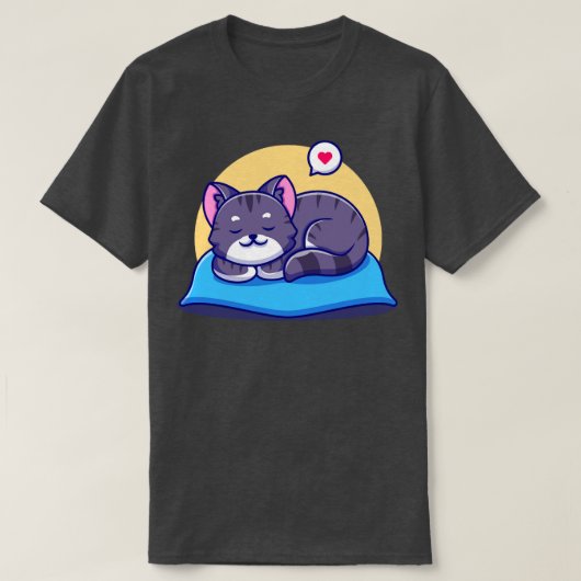 枕草子で寝るかわいい猫 Tシャツ (デザイン正面)