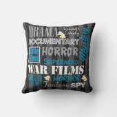 枕青い映画館の映画館映画ジャンルのチケット クッション (裏面)