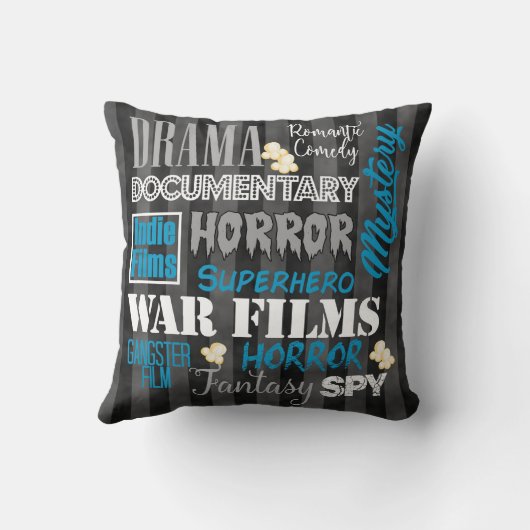 枕青い映画館の映画館映画ジャンルのチケット クッション (裏面)