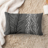 枕黒はっきりした白グレー抽象芸術自然アート ランバークッション (ブランケット)