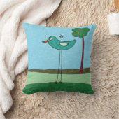 枕、かわいい鳥と木 クッション (ブランケット)