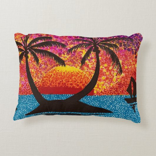 枕 – サンセットトロピカルアイランド アクセントクッション (裏面)