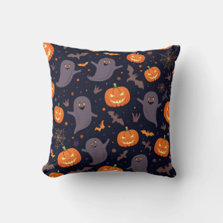 枕(ハロウィーン模様のカボチャ彫り) クッション