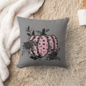 枕、ピンクとブラックのフローラ/ヒョウのカボチャ クッション (ブランケット)