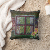 枕、レンガ、花 クッション (ブランケット)