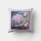 枕 – ロマンチックなフローラ、バラの花、ピンクのバラ (裏面)