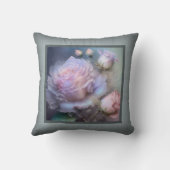 枕 – ロマンチックなフローラ、バラの花、ピンクのバラ (裏面)