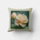 枕 – ロマンチックなフローラ、バラの花、黄色のバラ (裏面)